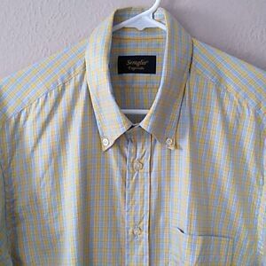 Seraglio Button Down Shirt Yellow & Blue Plaid, Size - XL
